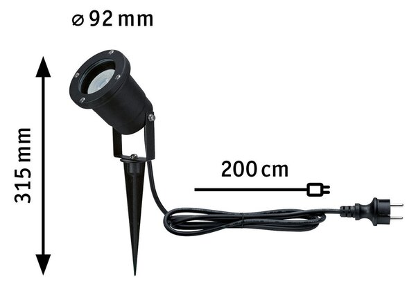 Paulmann 94731 LED reflektor s šiljcima, Crno, Metal
