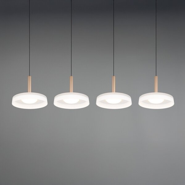 Trio Lighting LED viseća lampa Celeste bijela/smeđa 115 cm 4 žarulje. Zatamnjeno staklo, prigušiva, Bijela, Dnevni boravak/blagovaonica, Staklo
