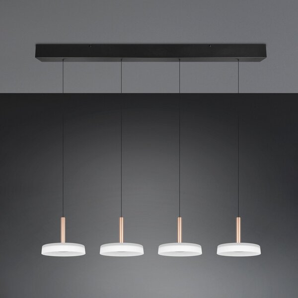 Trio Lighting LED viseća lampa Celeste bijela/smeđa 115 cm 4 žarulje. Zatamnjeno staklo, prigušiva, Bijela, Dnevni boravak/blagovaonica, Staklo