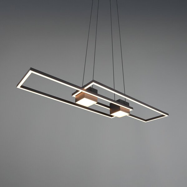 Trio Lighting Albany LED viseća svjetiljka, crna, 100 x 28 cm, aluminij CCT prigušiva, prigušiva, Crno, Dnevni boravak/blagovaonica, Aluminij
