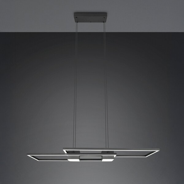 Trio Lighting Albany LED viseća svjetiljka, crna, 100 x 28 cm, aluminij CCT prigušiva, prigušiva, Crno, Dnevni boravak/blagovaonica, Aluminij