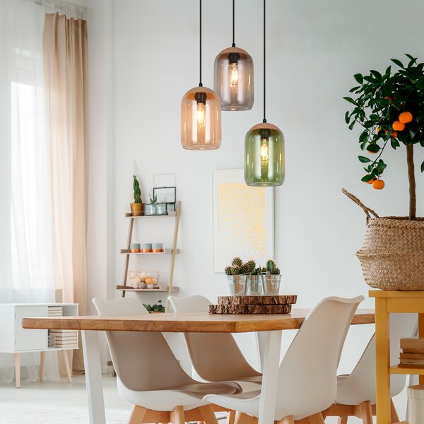 Trio Lighting Viseća svjetiljka od pluta, raznobojna, Ø 30 cm, 3 žarulje, staklo/pluto, prigušiva, Višebojno, Dnevni boravak/blagovaonica, Staklo