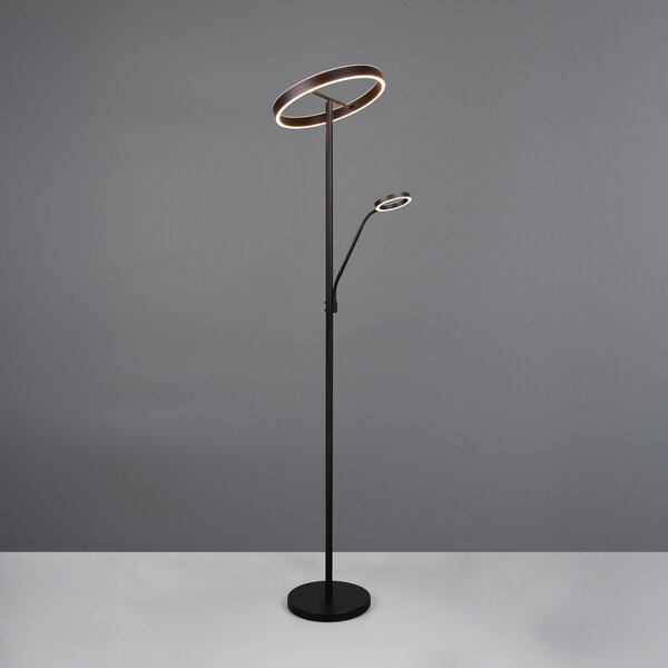 Trio Lighting LED podna lampa Willis, crna, visina 180 cm metalni CCT dimer, prigušiva, Crno, Dnevni boravak/blagovaonica, Metal, Svjetlo za čitanje