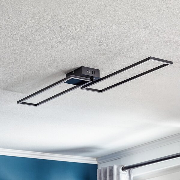 Briloner LED stropna lampa Frame, daljinski upravljač, crna, prigušiva, Crno, Dnevni boravak/blagovaonica, Metal