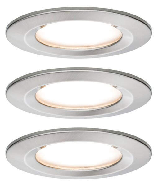 Paulmann LED ugradbeni reflektor Nova Coin 3 željezni okrugli prigušivač, prigušiva, Metalik, Područje hodnika, Metal, Okrugla ugradna svjetla