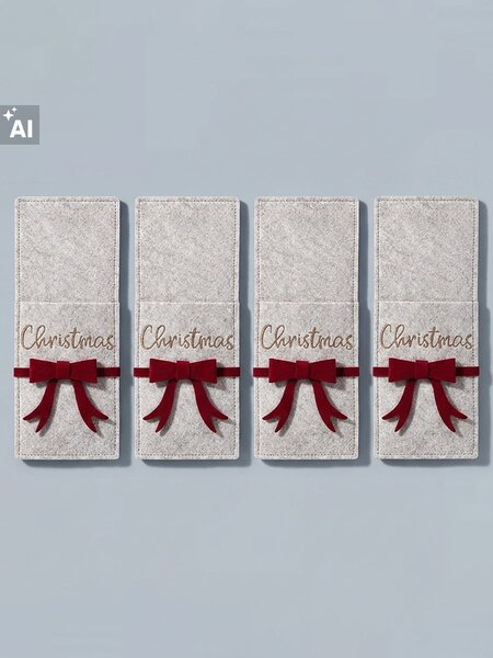 Sinsay - Božićna navlaka za pribor za jelo s mašnom i natpisom Christmas
