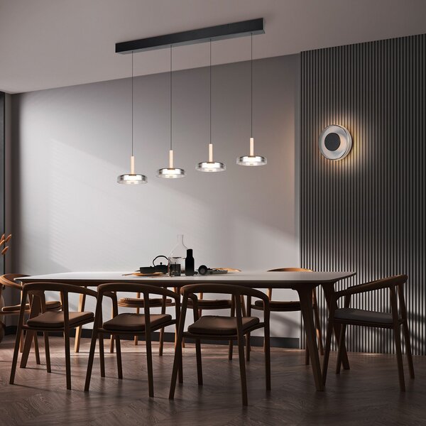 Trio Lighting LED zidna svjetiljka Celeste, crna/krom, Ø 22 cm staklo prigušivo, prigušiva, Crno, Dnevni boravak/blagovaonica, Staklo