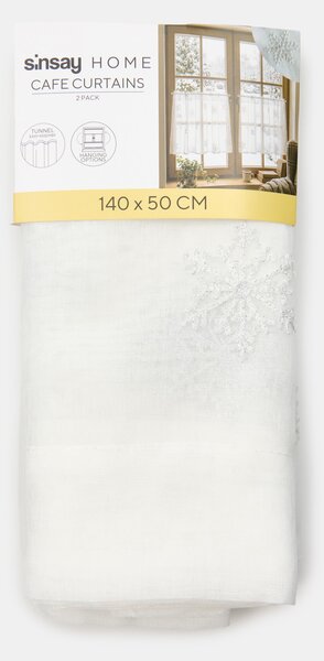 Sinsay - Set kratkih zavjesa s sjajnim izvezenim snježnim pahuljama 2 pack