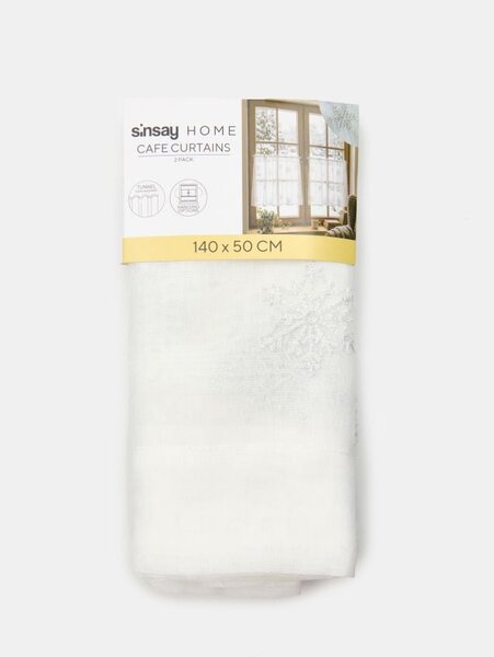 Sinsay - Set kratkih zavjesa s sjajnim izvezenim snježnim pahuljama 2 pack