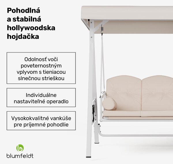 Blumfeldt GranSway hollywoodska ljuljačka 3 sjedala individualno podesiva čelik obložen prahom otporna na vremenske uvjete
