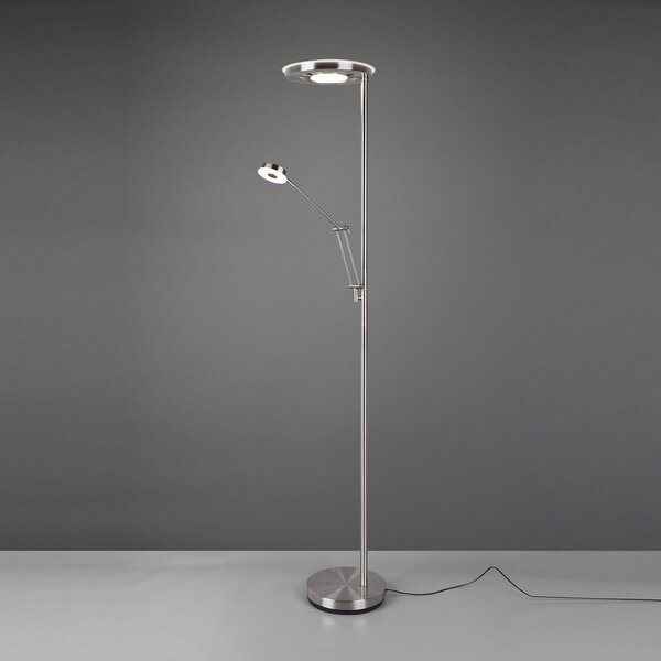 Trio Lighting Barrie LED stropna svjetiljka sa svjetlom za čitanje, mat nikal, prigušiva, Sivo, Dnevni boravak/blagovaonica, Metal, Svjetlo za čitanje