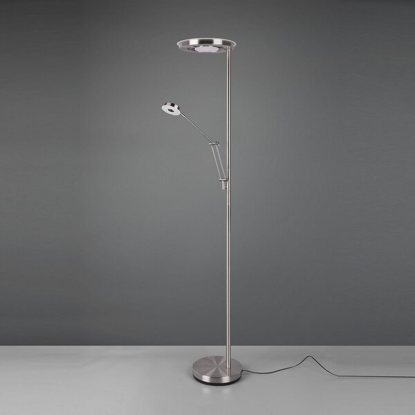 Trio Lighting Barrie LED stropna svjetiljka sa svjetlom za čitanje, mat nikal, prigušiva, Sivo, Dnevni boravak/blagovaonica, Metal, Svjetlo za čitanje