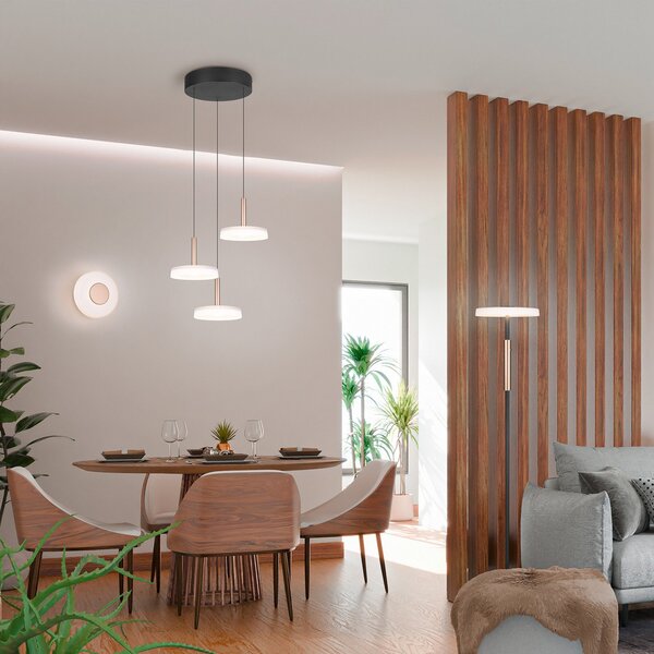 Trio Lighting LED zidna svjetiljka Celeste, smeđa/bijela, Ø 22 cm staklo s mogućnošću, prigušiva, Smeđa / hrđa, Dnevni boravak/blagovaonica, Staklo