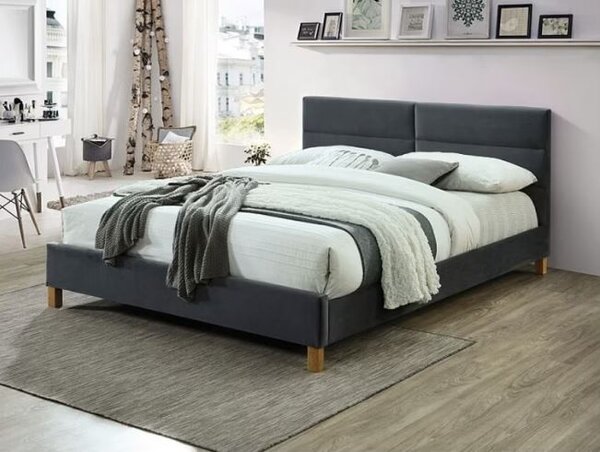 Sivi tapecirani krevet SIERRA VELVET 160 x 200 cm