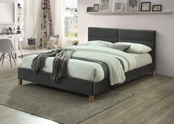 Sivi tapecirani krevet SIERRA VELVET 160 x 200 cm