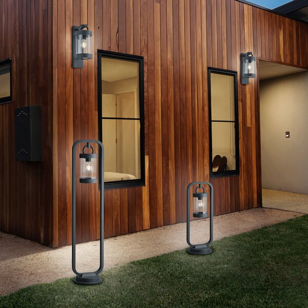 Trio Lighting Vanjska zidna lampa Zambesi, senzor za sumrak, crna, Crno, Metal