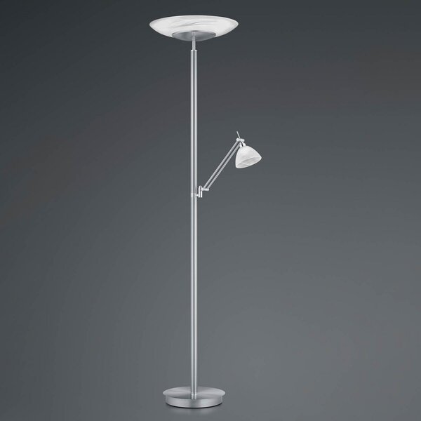 HELL LED podna lampa Findus, 2 žarulje, nikal, prigušiva, Sivo, Dnevni boravak/blagovaonica, Metal