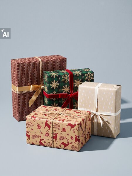 Sinsay - Set papira za zamatanje poklona s božićnim uzorcima 4 pack