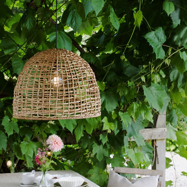 PR Home vanjska viseća svjetiljka Cebu, Ø 46 cm, kabel 2,5 m, IP44, prigušiva, Drvo, Drvo