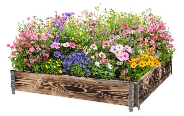 ATMOWOOD Drvena podignuta gredica s metalnim dijelovima 120 x 120 x 20 cm - pougljena