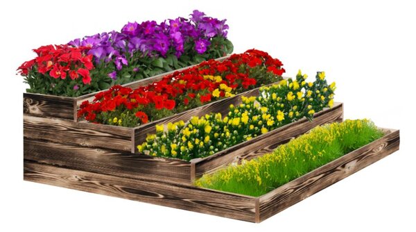 ATMOWOOD Drvena gredica na 4 kata 120 x 120 x 40 cm - pougljena