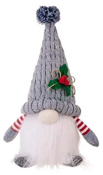 Svjetleći božićni patuljak na baterije FROSTIE 28 cm, sivi