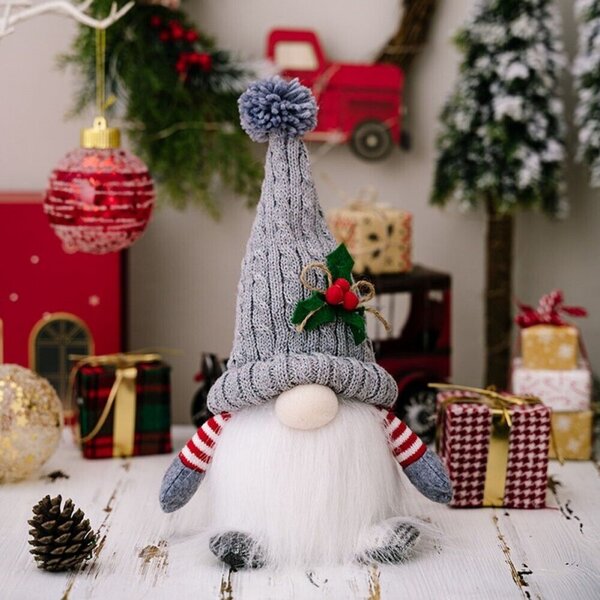 Svjetleći božićni patuljak na baterije FROSTIE 28 cm, sivi
