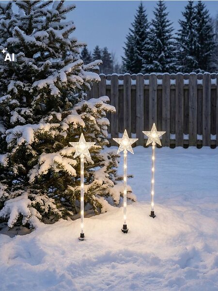 Sinsay - Set ubodnih LED vrtnih lampi s motivom zvjezdice 3 pack