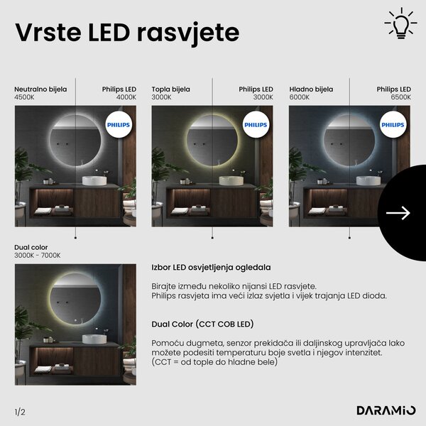 Okruglo ogledalo s LED rasvjetom E3