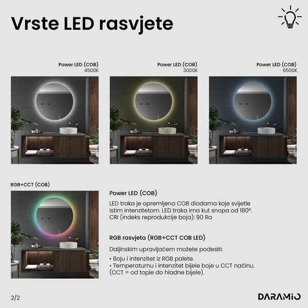 Okruglo ogledalo s LED rasvjetom E3