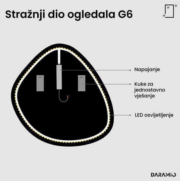 Netipično ogledalo s LED rasvjetom G6