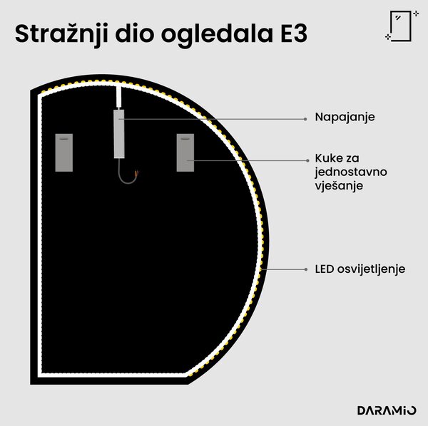 Okruglo ogledalo s LED rasvjetom E3