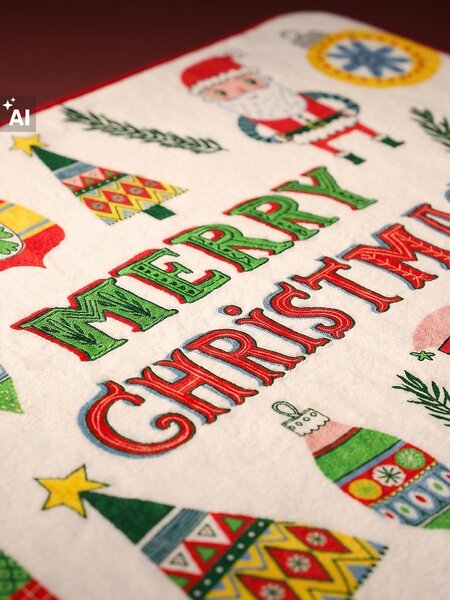 Sinsay - Božićni kupaonski tepih s natpisom Merry Christmas i božićnim motivima
