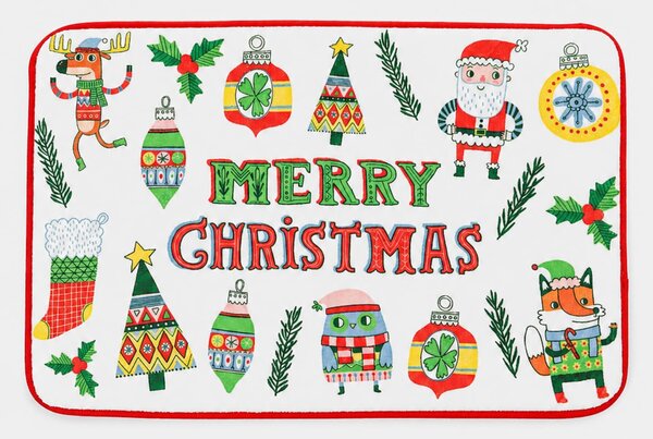 Sinsay - Božićni kupaonski tepih s natpisom Merry Christmas i božićnim motivima
