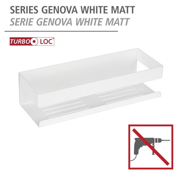 Mat bijela kupaonska polica od nehrđajućeg čelika s Turbo-loc s postavljanjem bez bušenja Genova – Wenko