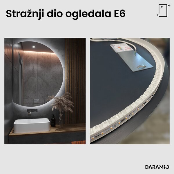 Polukružno ogledalo s LED rasvjetom E6
