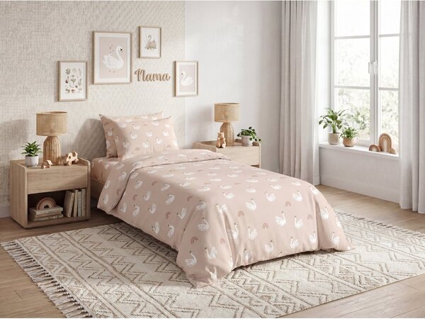 Posteljina od Renforcé pamuka SWAN CLOUD roza Dimenzije posteljine: 70 x 90 cm | 140 x 200 cm