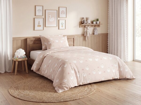 Posteljina od Renforcé pamuka SWAN CLOUD roza Dimenzije posteljine: 70 x 90 cm | 140 x 200 cm