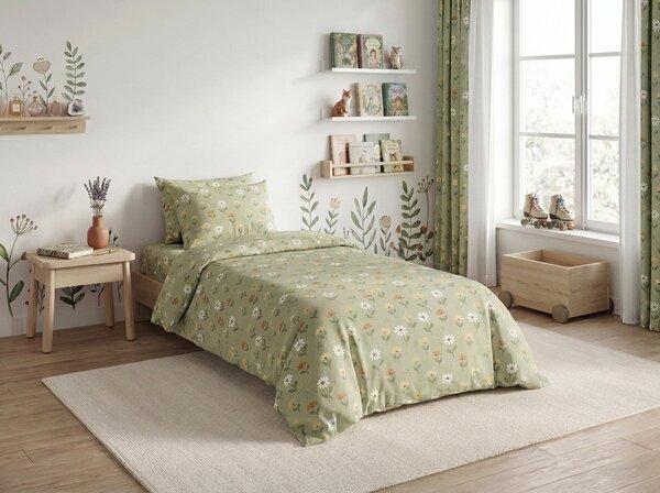 Posteljina od Renforcé pamuka FLORAL NEST zelena Dimenzije posteljine: 70 x 90 cm | 140 x 200 cm