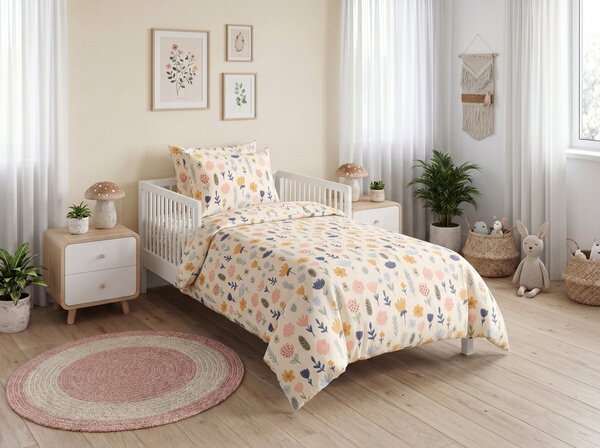 Posteljina za dječji krevetić od renforcé pamuka FLORI DREAM šarena Dimenzije posteljine: 45 x 65 cm | 90 x 135 cm