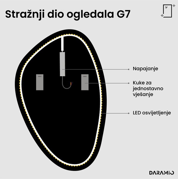 Netipično ogledalo s LED rasvjetom G7