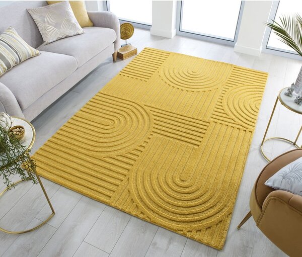 Žuti vuneni tepih Flair Rugs Zen Garden, 160 x 230 cm