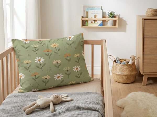 Pamučna jastučnica FLORAL NEST 40x60 cm, zelena