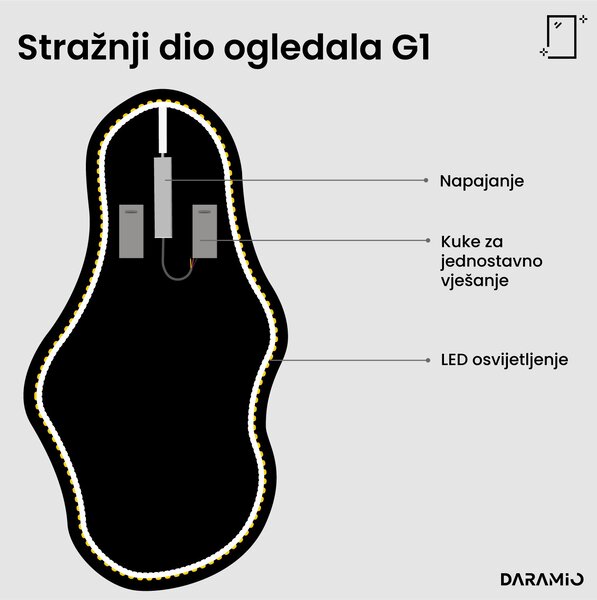 Netipično ogledalo s LED rasvjetom G1
