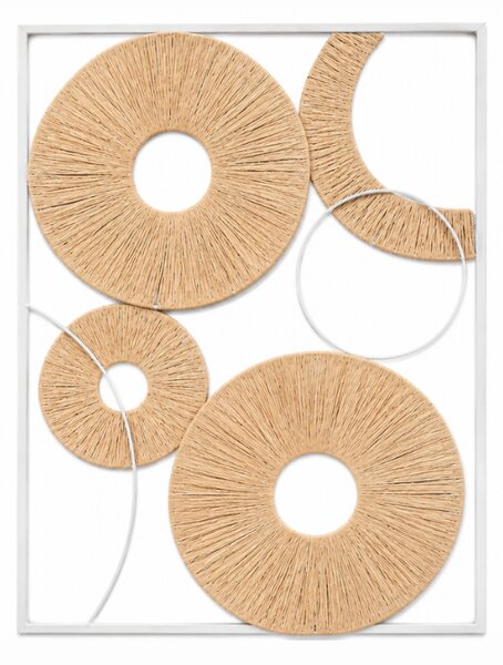 Zidna dekoracija CIRCLES metalna 48x68 cm, bijela / bež