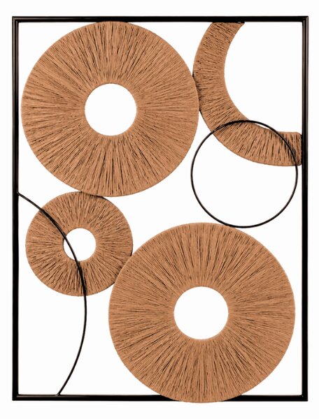Zidna dekoracija CIRCLES metalna 48x68 cm, crna / smeđa