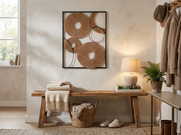 Zidna dekoracija CIRCLES metalna 48x68 cm, crna / smeđa