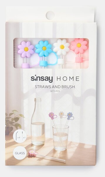 Sinsay - Set slamki s četkom za čišćenje s cvjetnim nastavcima 5 pack