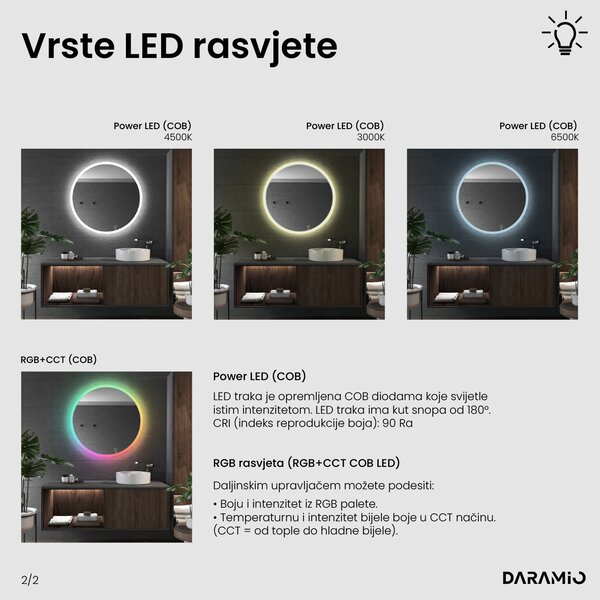 Okruglo ogledalo s LED rasvjetom E1