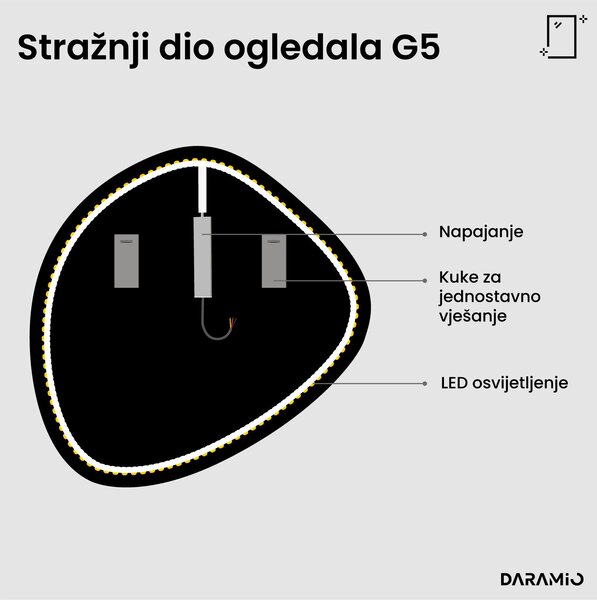 Netipično ogledalo s LED rasvjetom G5